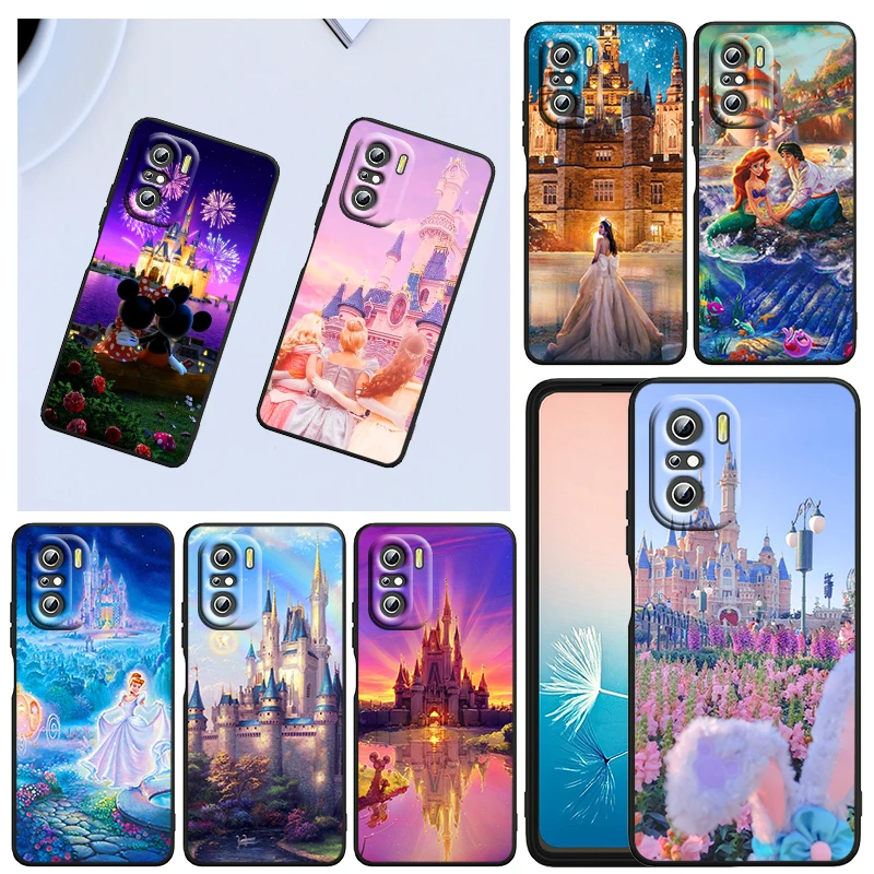 

Disney castle and princess For Xiaomi Redmi K40 Gaming K30 9i 9T 9A 9C 9 8A 8 GO S2 6 6A 5A 5 Pro Prime Black Capa Phone Case