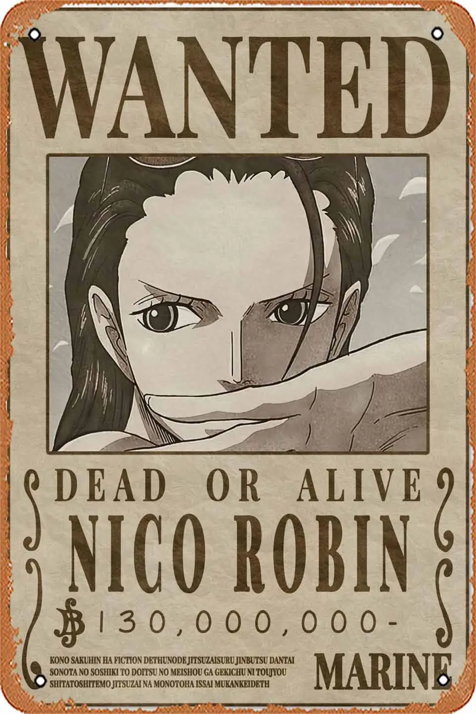 Muecddoa Nico Robin Bounty Винтажный комикс Плакат Оловянные знаки Настенное искусство