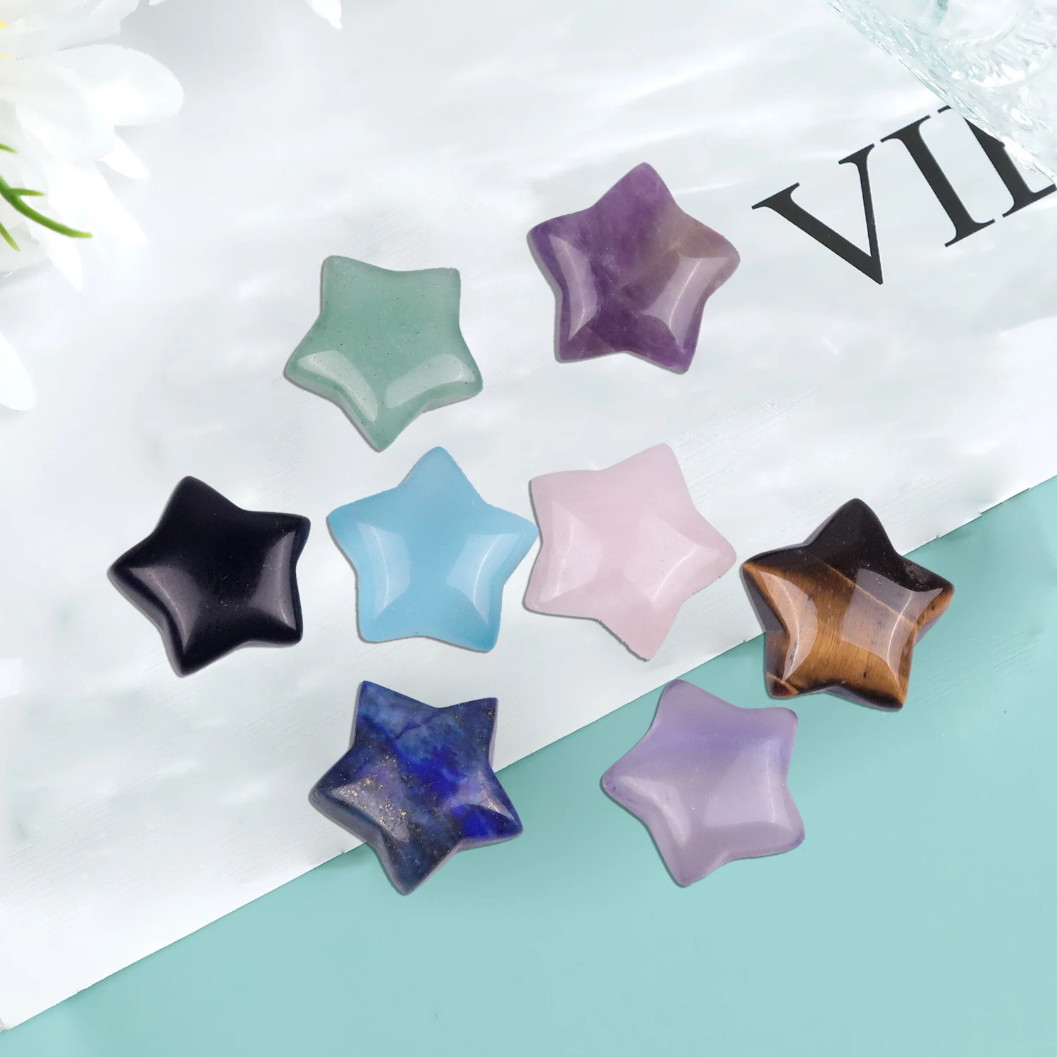 10Pcs/Lot Natural Crystal Amethyst Rose Quartz Star DIY Earrings Pendant Necklace Handmade Fashion Jewelry Accessories