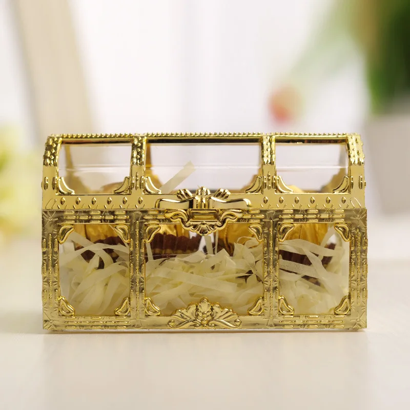 

Vintage Crystal Display Gem Jewelry Box Retro Plastic Transparent Pirate Treasure Box Trinket Keepsake Treasure Chest Organizer