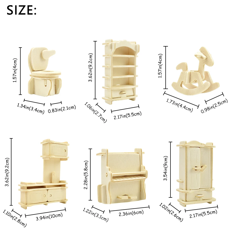 Набор мебели для кукольного домика миниатюрные предметы 185 шт. деревянные