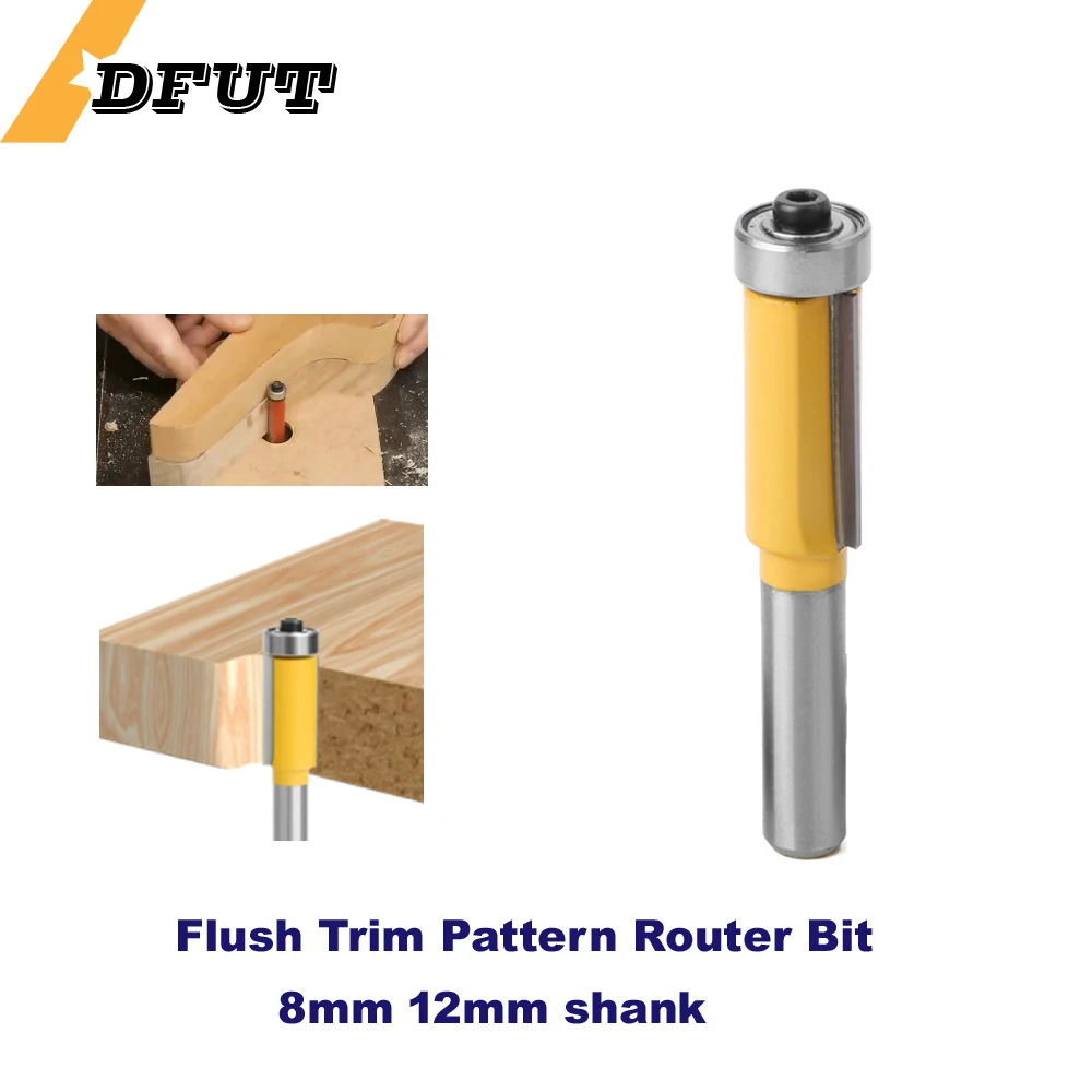 

8mm 12mm Flush Trim Router Bit Bit Top Bottom Bearing Bits Milling Cutter For Wood Woodworking Cutters