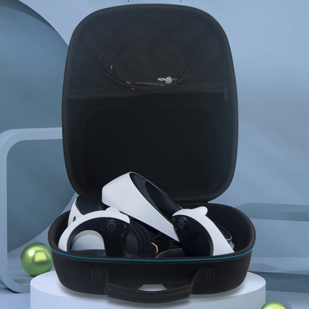 

Carrying Bag Comfortable PU Handle Storage Handbag Waterproof Protective Cover Bag Shock-absorption Double Zipper for PS VR2 PS5