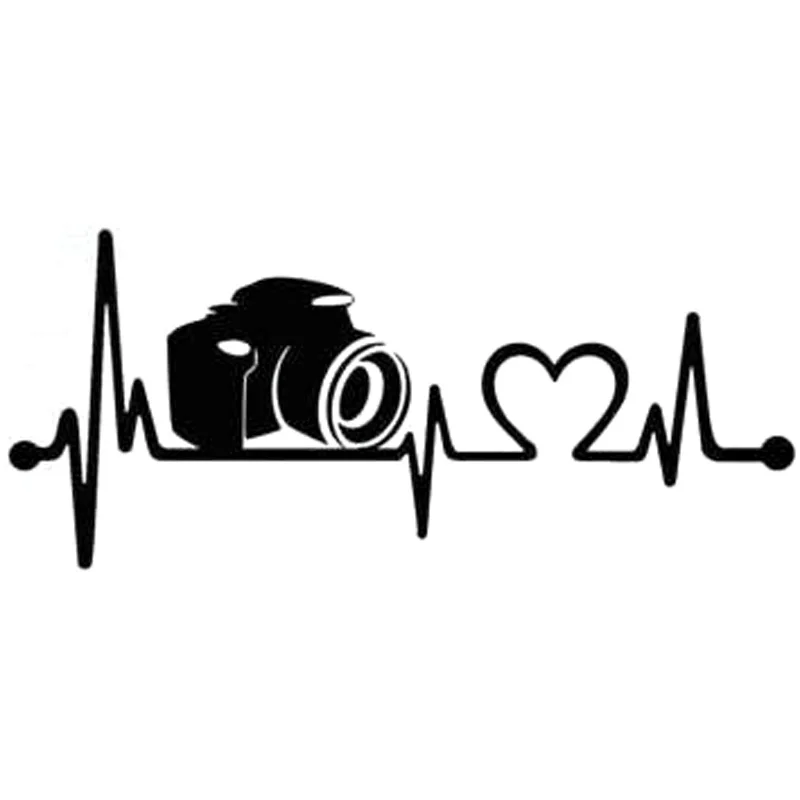 

Camera Heartbeat Lifeline Vinyl Stickers Decals Car-Styling Black/Silver 14cm*6cm