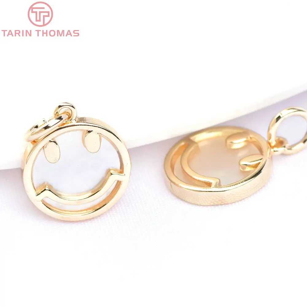 

Латунные подвески с ракушками и смайликами, 4 шт., 10 мм, 24 к, золотого цвета, фурнитура для изготовления ювелирных изделий своими руками, оптов...