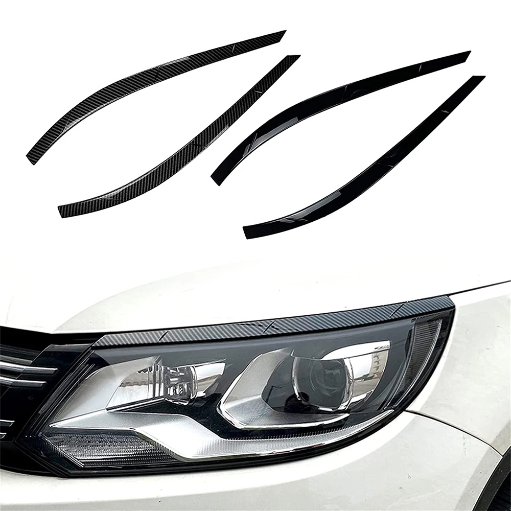 

Car Front Headlights Eyebrow Eyelid Trim Cover Carbon Fiber Eyebrow Light Decoration For Volkswagen Vw Tiguan Mk1 2011-2016