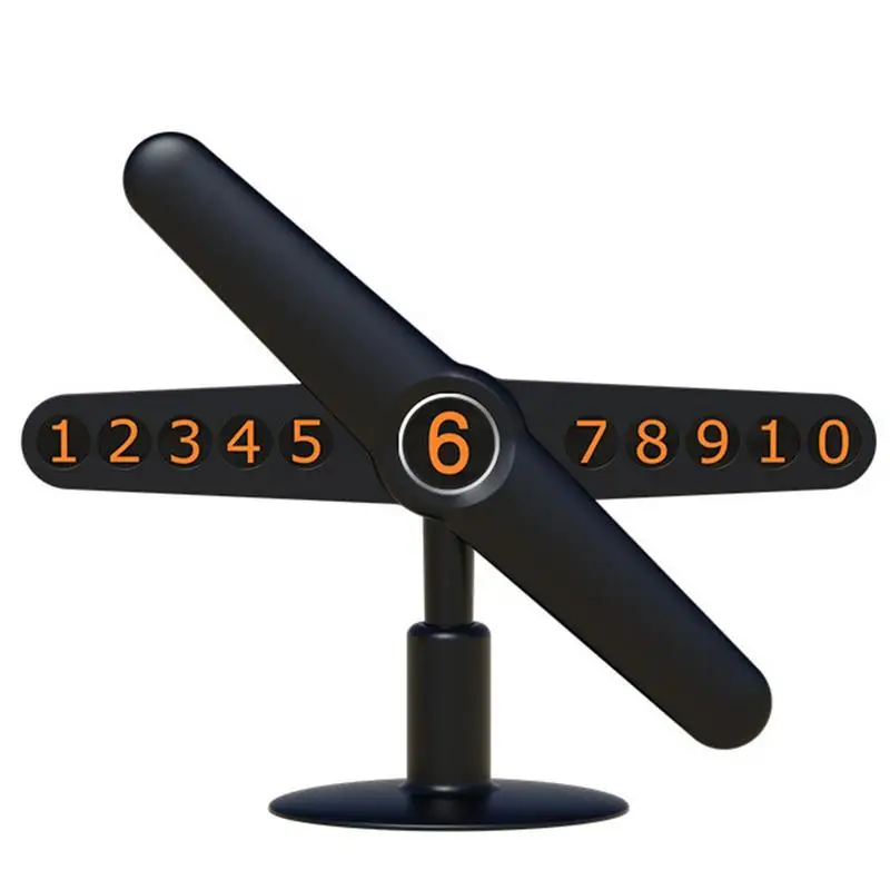 

Universal Temporary Car Parking Card Black Windmill Design Styling Telephone Number Plate Stand Park Accessories For SUV Truck