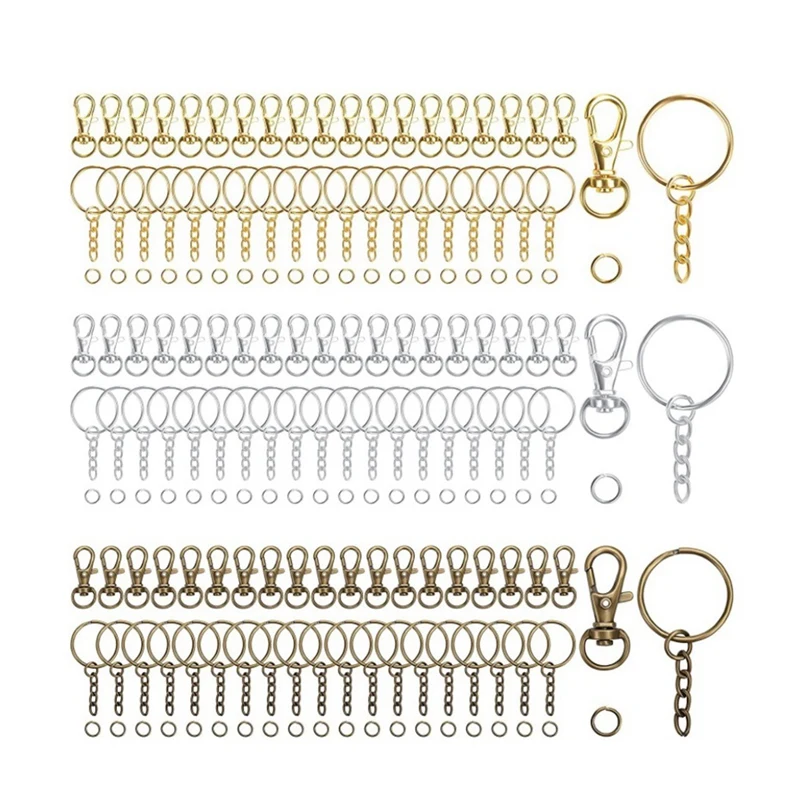 

Поворотные застежки, брелок и кольца для ключей с цепочкой и открытыми колечками для ключей, ремешок для ключей, швейная фурнитура, ремесло