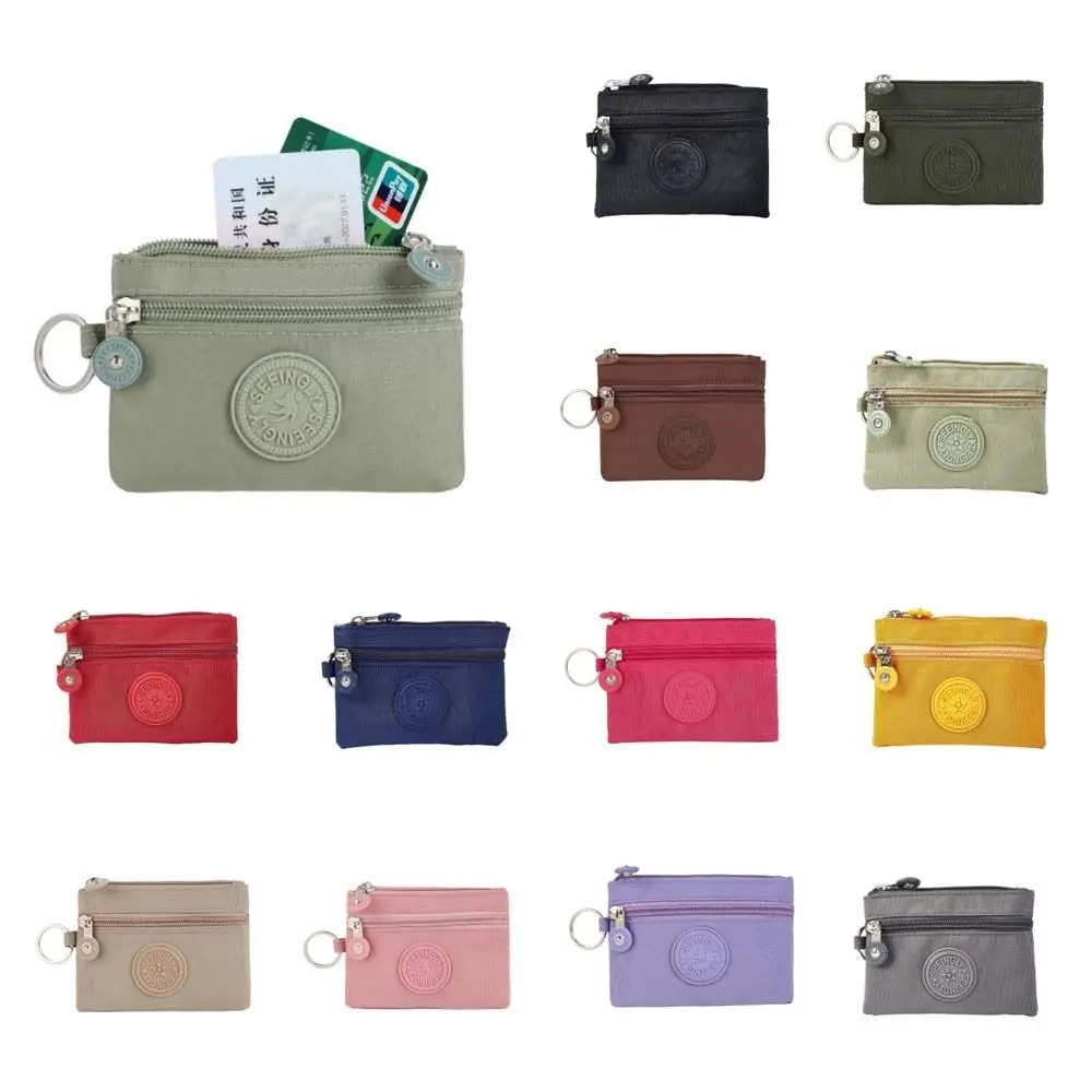 

Multi Color Nylon Zipper Short Wallet Coin Purse for Men Women Double Layer Large Capacity Simple Purse Card Holder