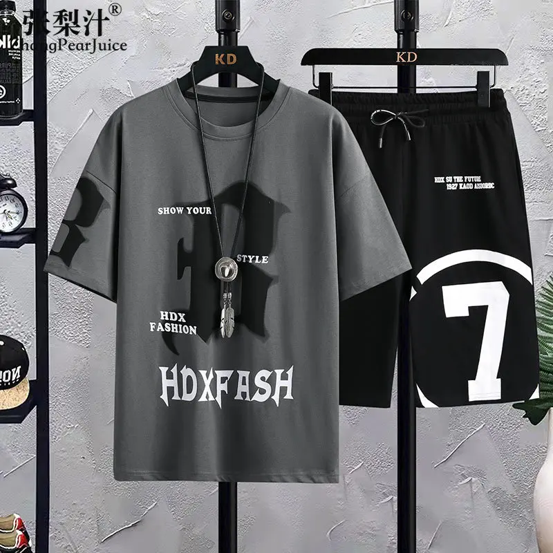 Streetwear  Summer Women Fashion Outfits Loose Two Piece Sets Womens Casual O Neck Pullover And Shorts Suits For Women