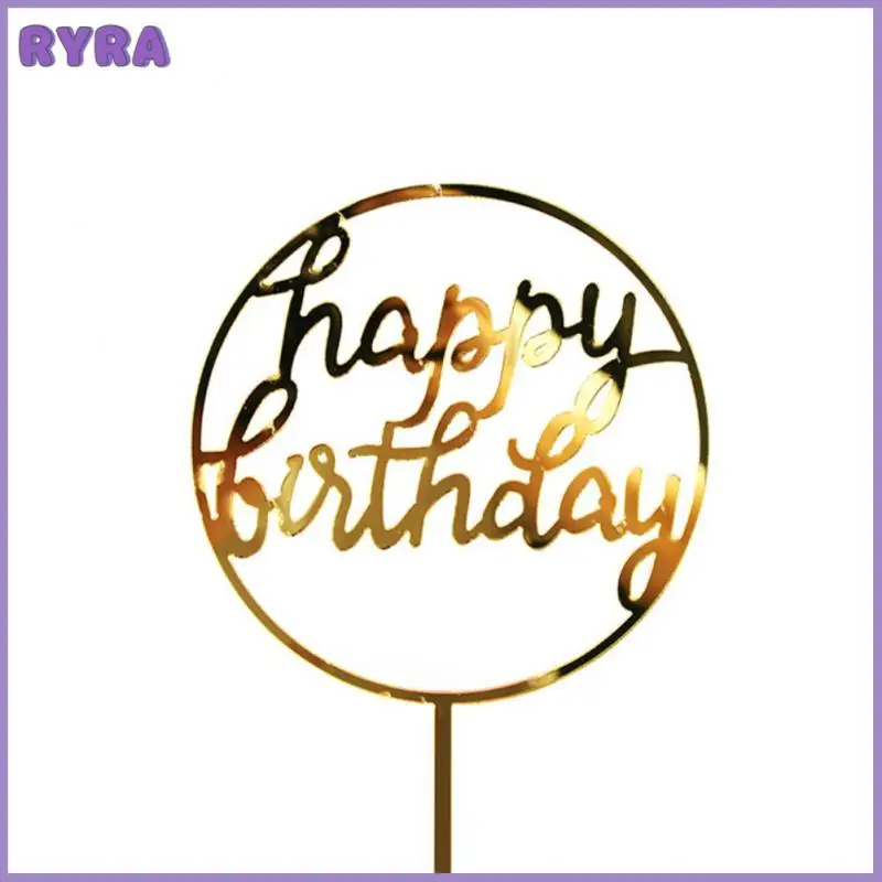

Gold Acrylic Happy Birthday Cake Topper Dessert Decoration For Birthday Party Lovely Gifts Acrylic Cake Flag Party Decorations