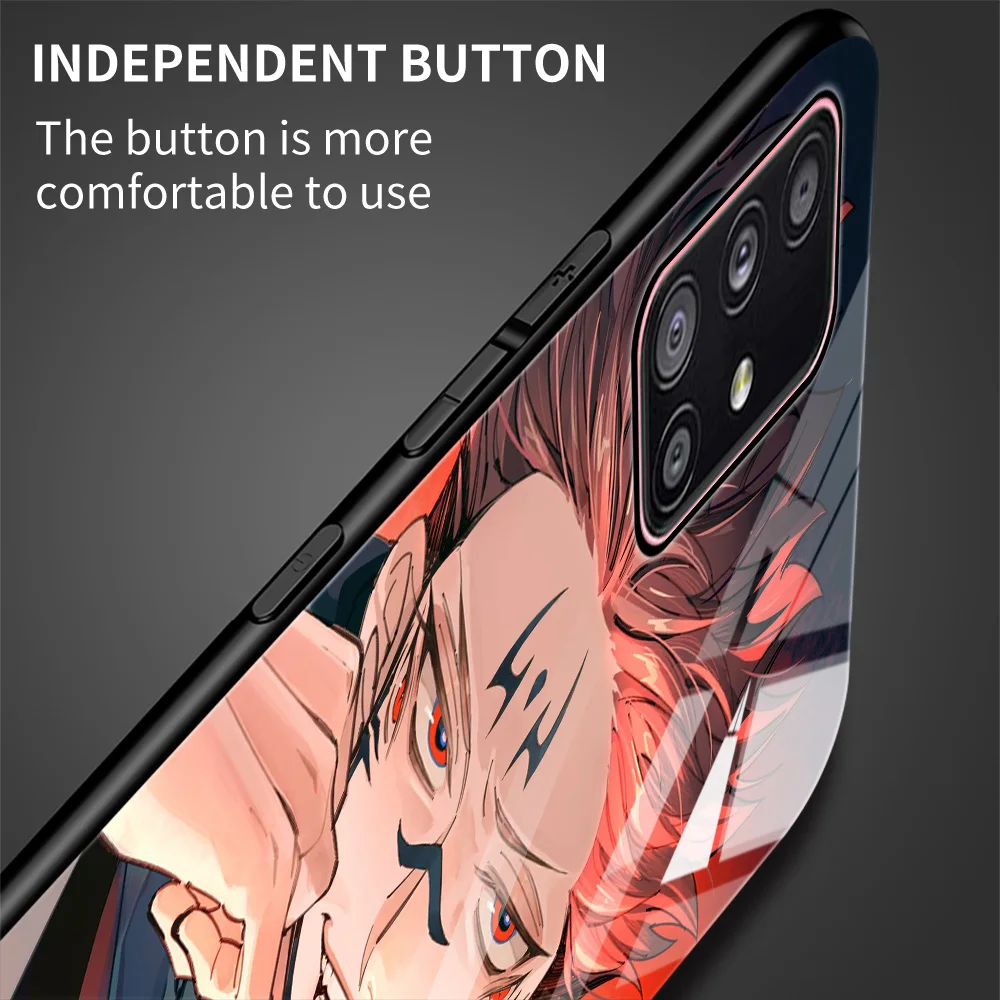 Tempered Glass Case Coque For Samsung Galaxy A50 A52 A51 A71 A70 A12 A21s A10 A20e A31 A32 A72 Cover Fundas Jujutsu Kaisen Anime