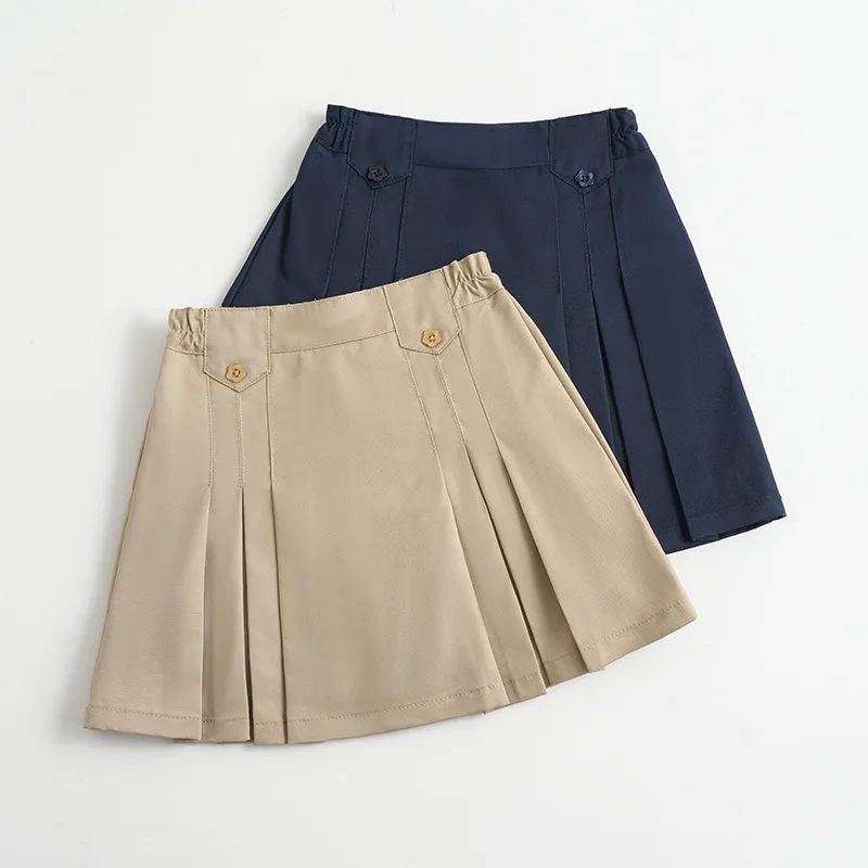 

New Summer Mini Skirt for Kids Girls Casual Teenage Khaki Tutu Skirts Solid Color Teenage School Khaki Miniskirt 2-16 Years