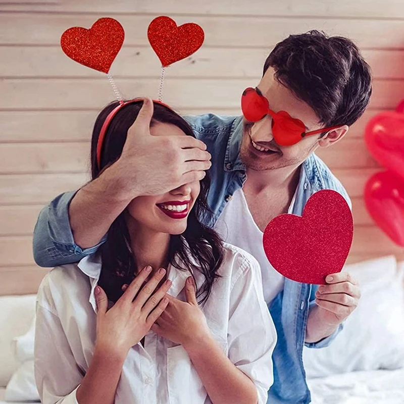 

Valentines Day Heart Head Headbands And Heart Shape Sunglasses For Party Props Holiday Wedding Birthday Accessory