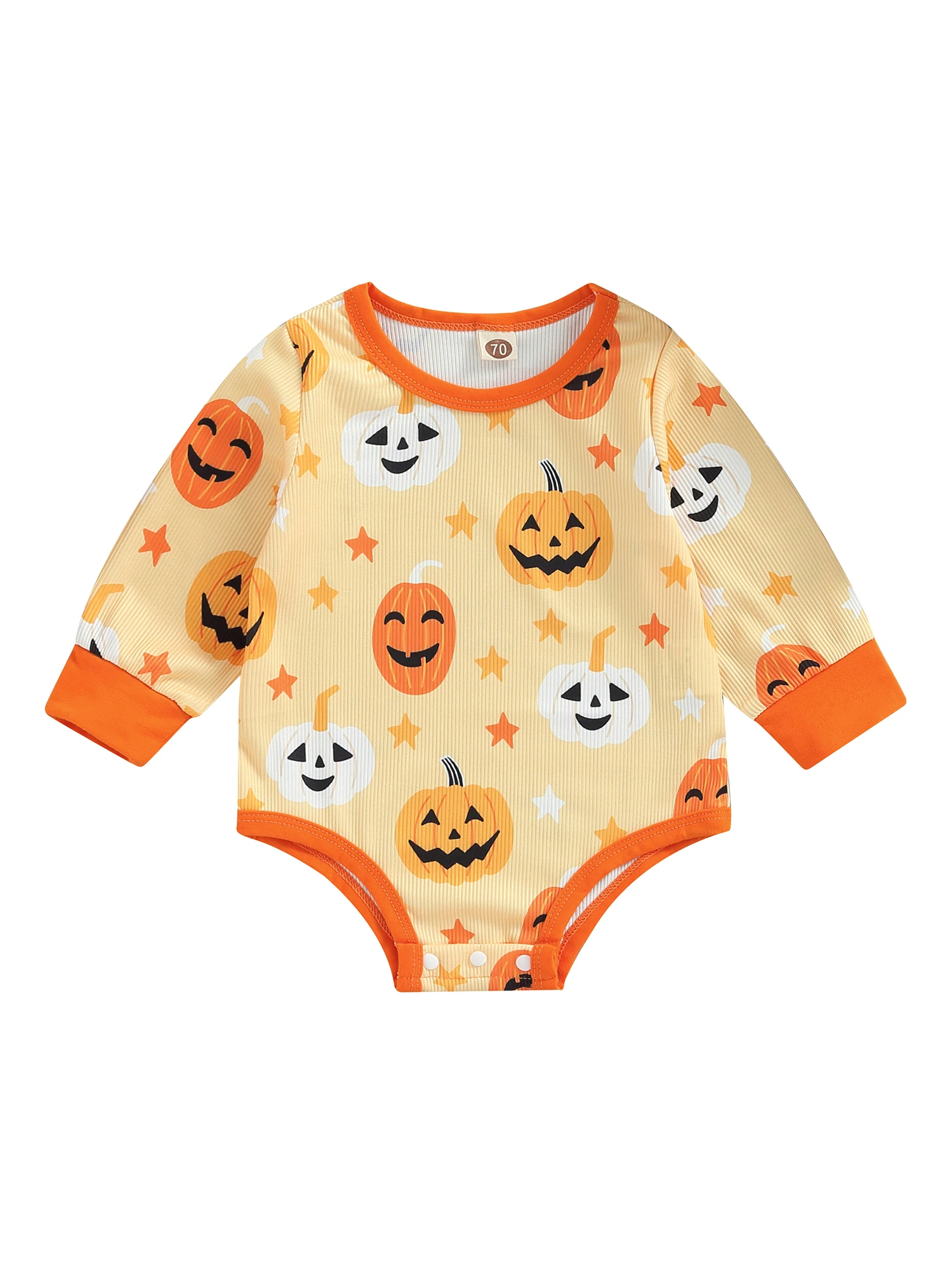 

Newborn Boys Girls Halloween Romper Long Sleeve O-Neck Pumpkin Print Jumpsuit Toddler Casual Playsuit Bodysuit