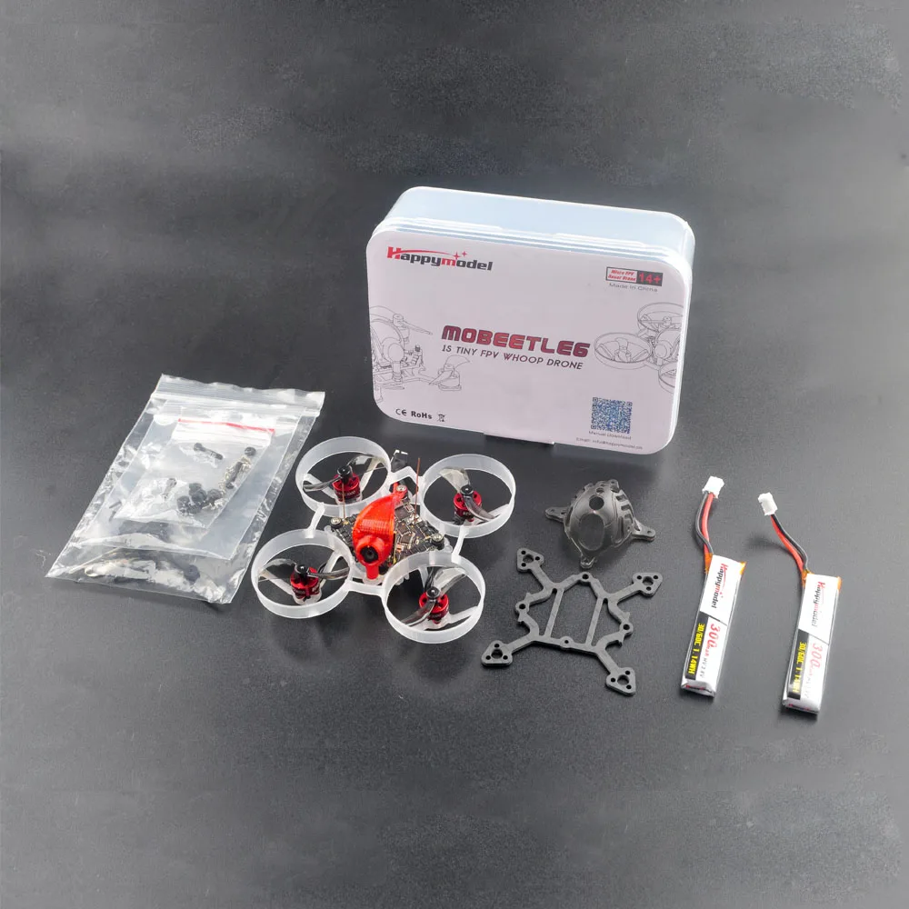 

Дрон-зубочистка HappyModel Mobeetle6 DiamondF4 400 МВт OPENVTX Runcam Nano3 SE0702 KV23000 1S 65 мм Tinywhoop 2 в 1 FPV