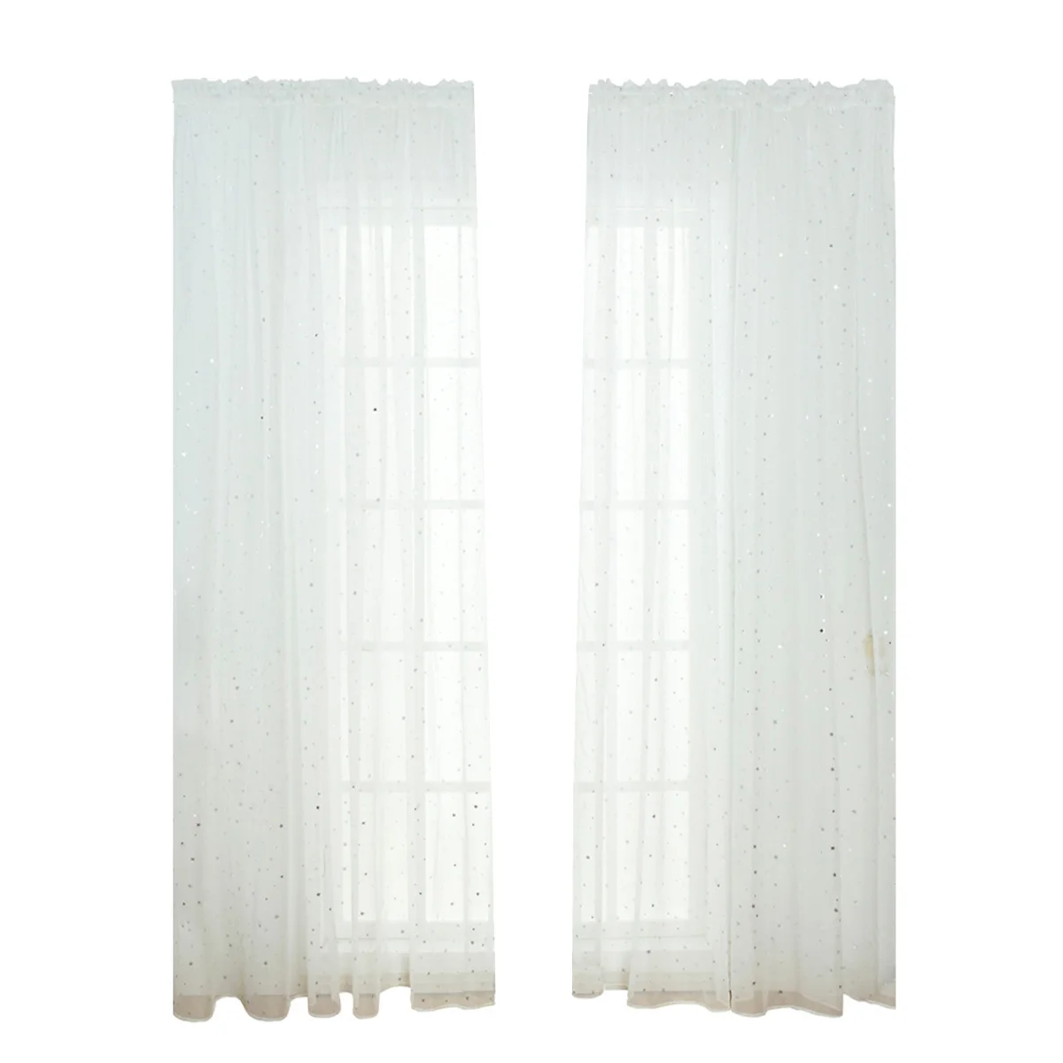 

Curtains Window Sheer Curtain Voile Star Tulle Panels Room Screening Living White Grommet Drapes Transparent Semi Bedroom Inches