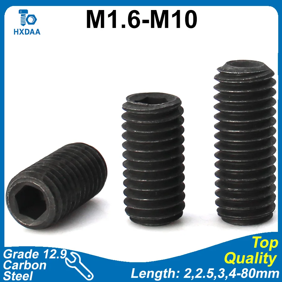 

Черные винты-самонарезы из углеродистой стали M1.6-M10, класс прочности 12.9, с внутренним шестигранником DIN916