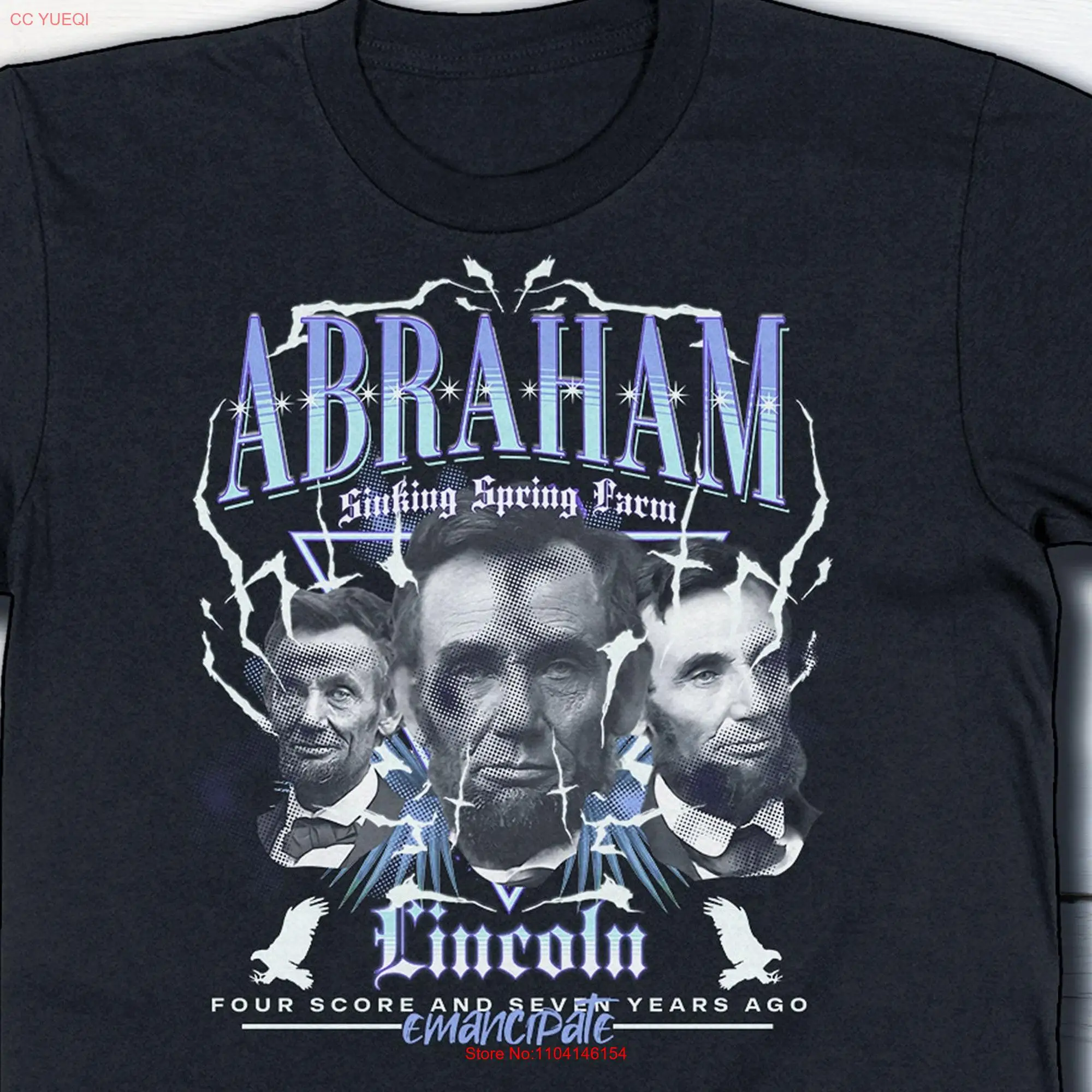 Футболка с длинным или коротким рукавом голенищем истории Авраама Линкольна в