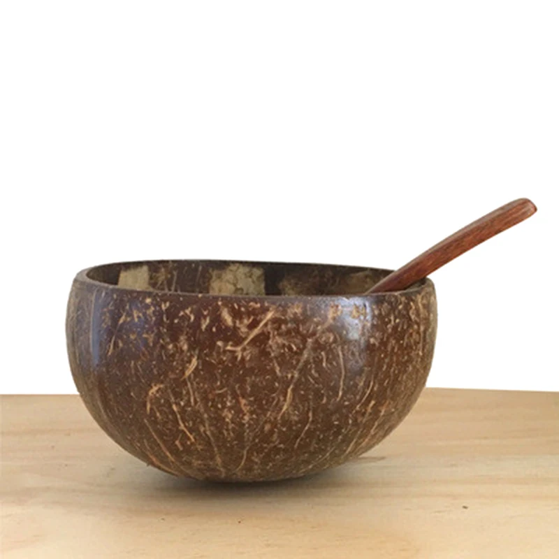 

Coconut Bowls Set - Perfect for Smoothie Bowls, Acai Bowls, Buddha Bowls. Wooden Bowl Set Made From Coconut Shells