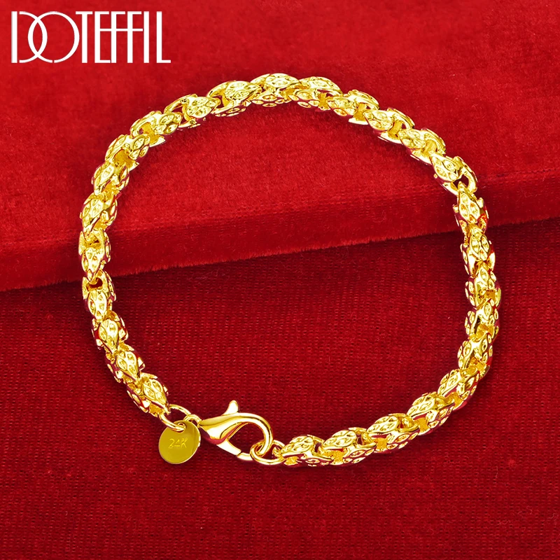 Золотая цепочка-браслет DOTEFFIL 24K для женщин и мужчин свадебная помолвка модные