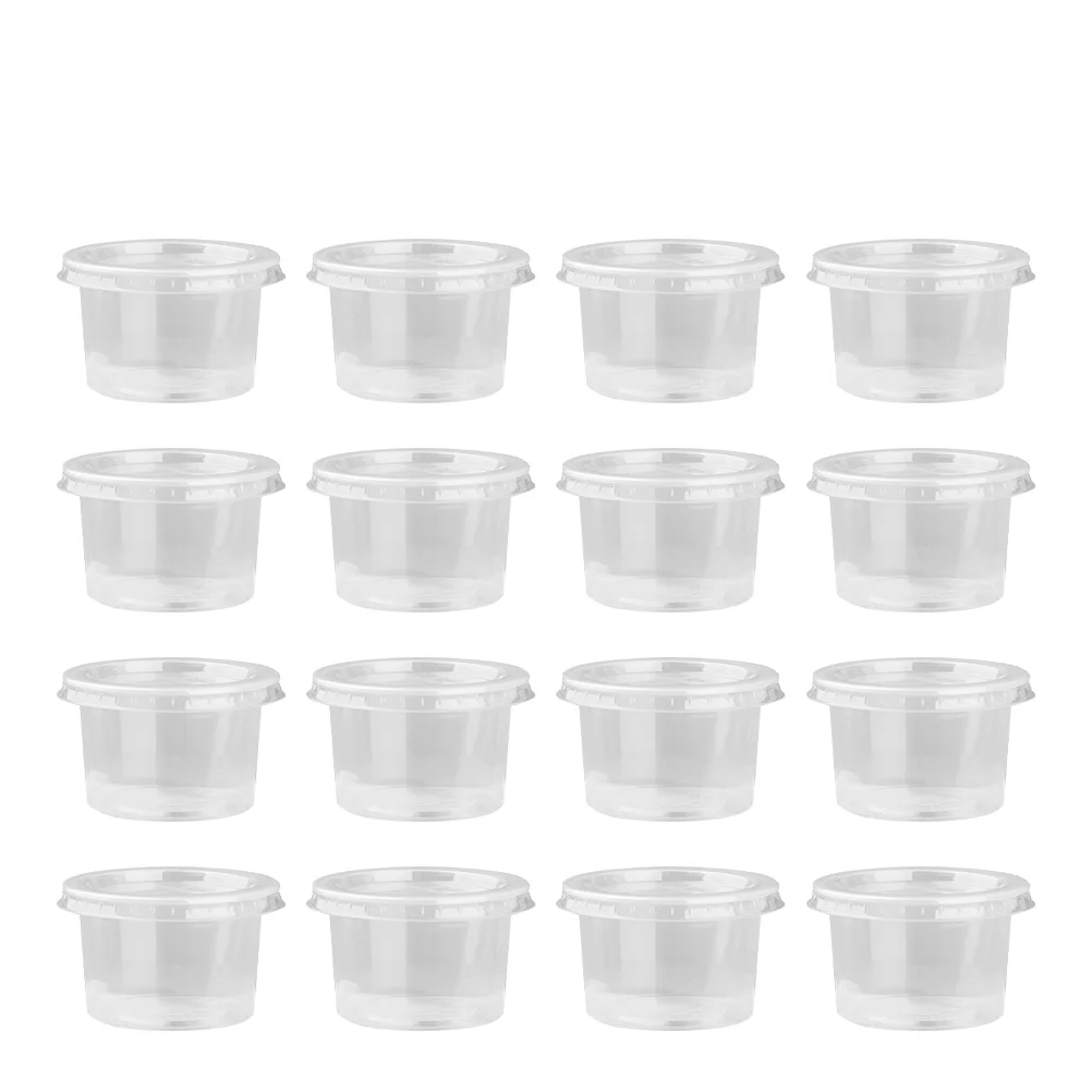 

100PCS 140ml Disposable Plastic Container Clear Portion Cups Bowls with Lids for Mousses Sauce Jelly Yogurt Dessert