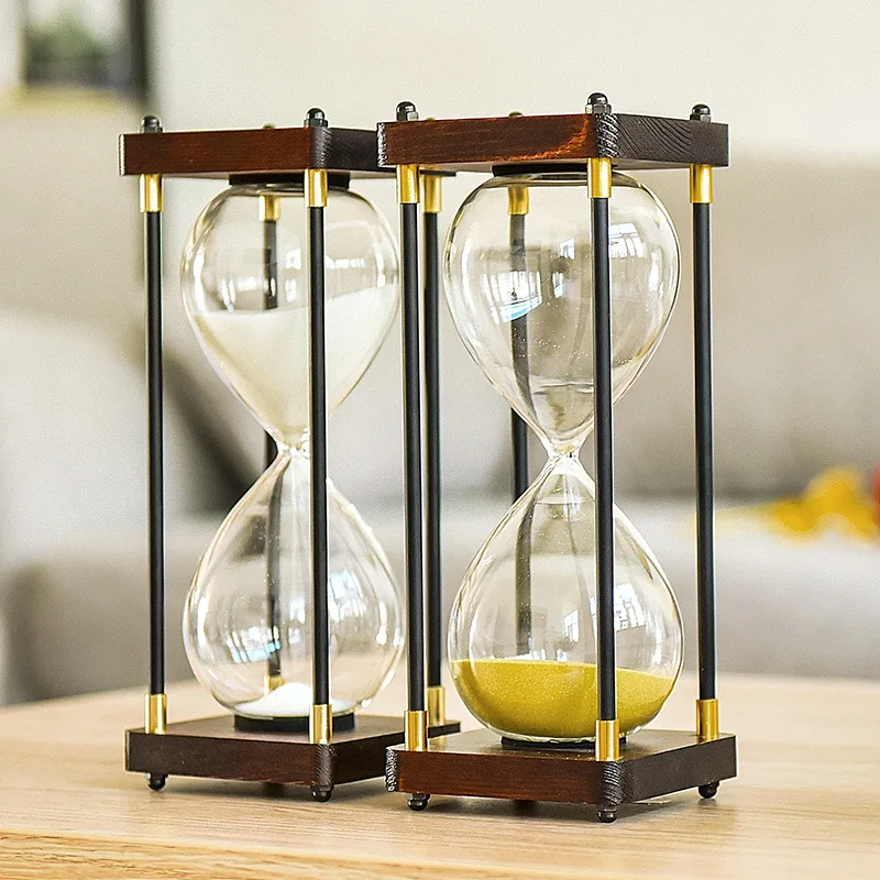 

Glass Hourglass Timer 30 Minutes Children's Fall Prevention Creative Retro Hourglass White/black Sand Ornaments Home Decor