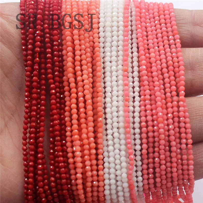 Free Ship 2mm  Faceted 100% Real Natural Beads Jewelry Design Diy Natural Coral Seed Beads 15
