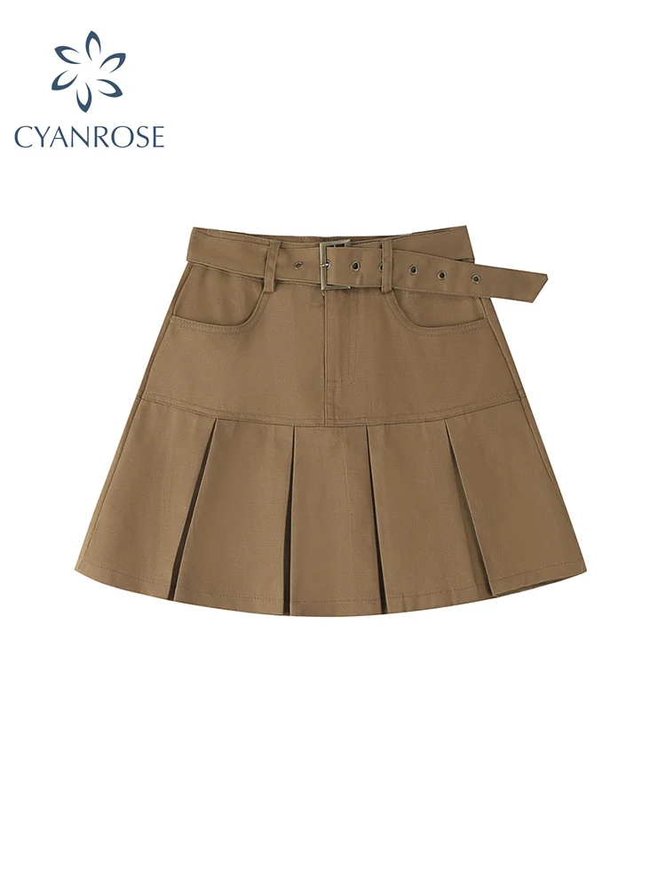 

Женская джинсовая мини-юбка в стиле Харадзюку, винтажная плиссированная джинсовая короткая юбка с высокой талией и оборками в Корейском ст...