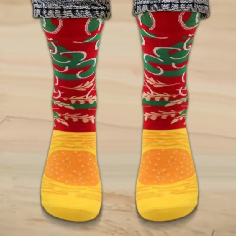 Забавная коробка для носков с едой 3 пары забавная рождественская гамбургеров