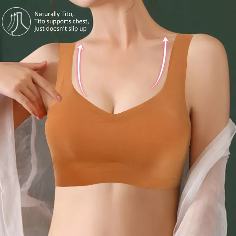 

Бесшовный бюстгальтер из вискозы, женский бюстгальтер без косточек, мягкий Интимный Женский бюстгальтер пуш-ап, нижнее белье, топ для сна, Б...