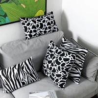 black and white zebra leopard print cushion cover modern minimalist double sided geometric striped print pillow case home decor