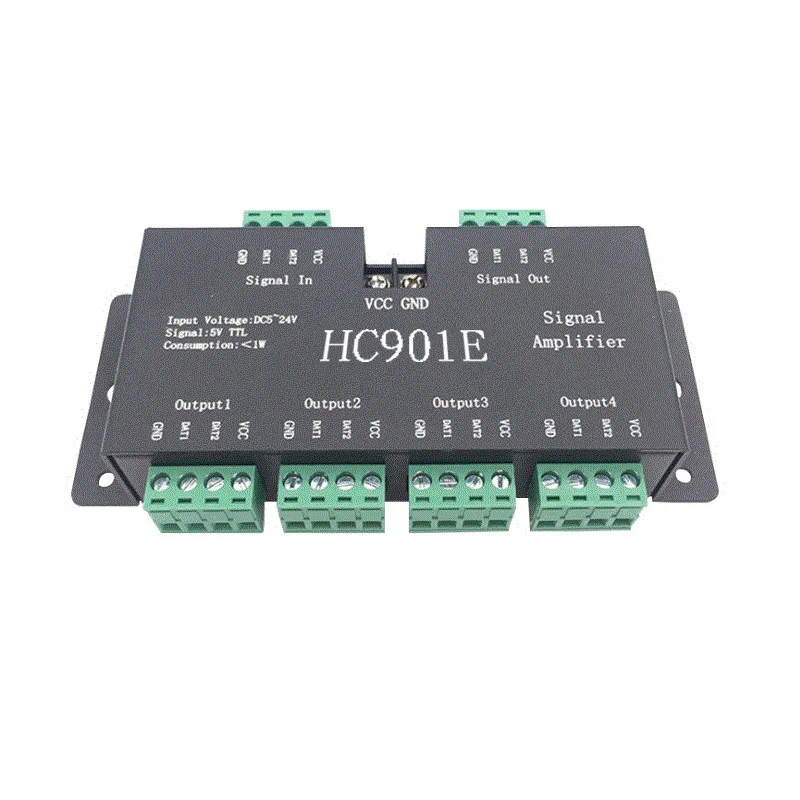 

SP901E SPI Signal Amplifier for WS2812B WS2811 WS2813 Pixel RGB LED Strip Signal Repeater Addressable Dream Color Tape DC5-24V