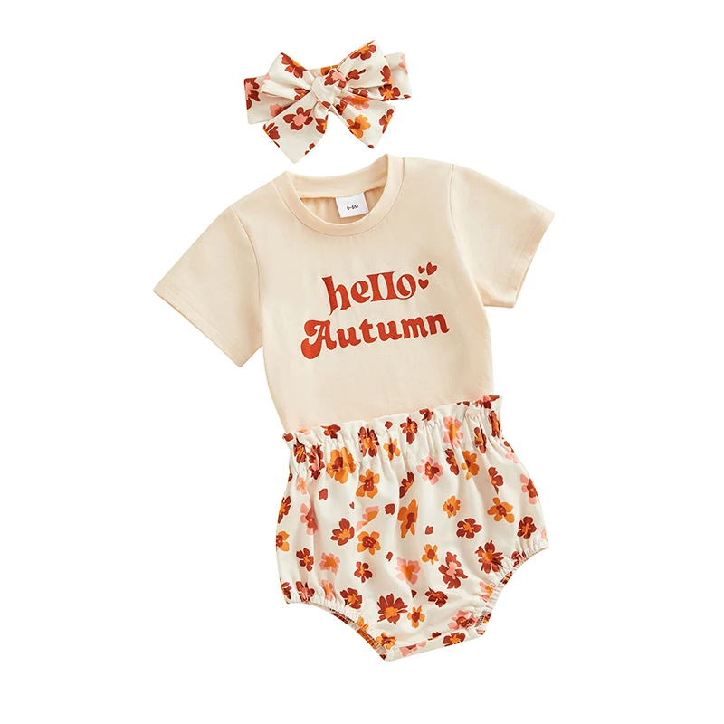 Комплект из футболки с коротким рукавом и шортов цветочным принтом