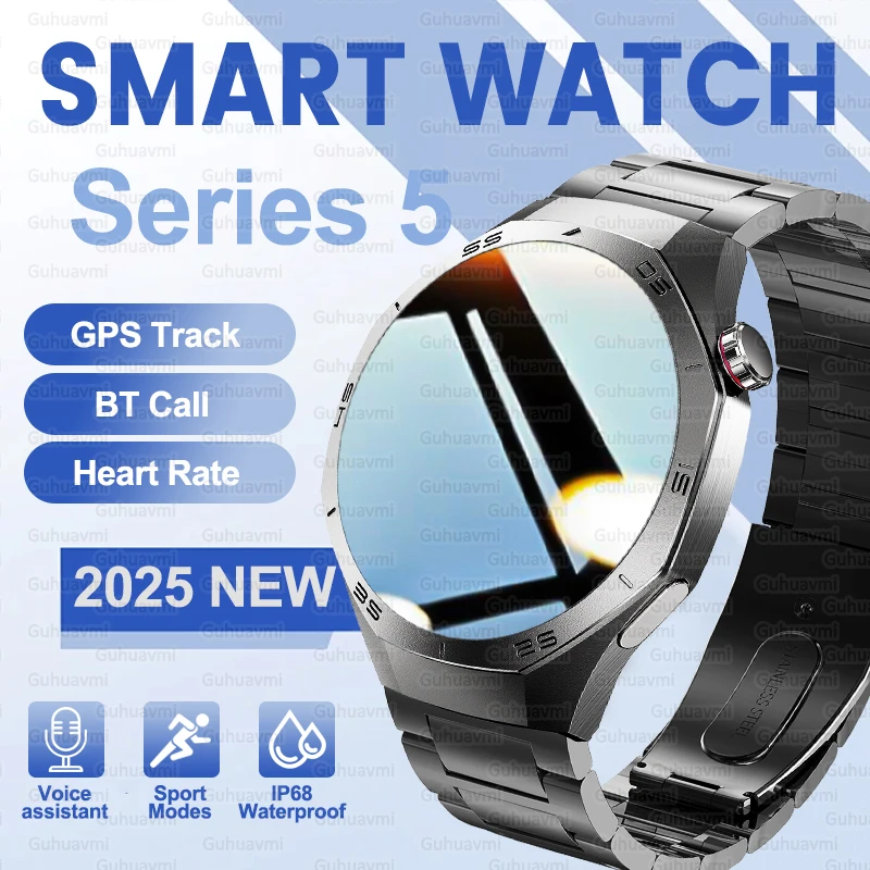 Фото GUHUAVMI Series 5 Pro GPS Смарт-часы Мужчины 360*360 AMOLED Экран Сердечный ритм Bluetooth Вызов IP68 Водонепроницаемые мужские умные часы 2026Новинка №1