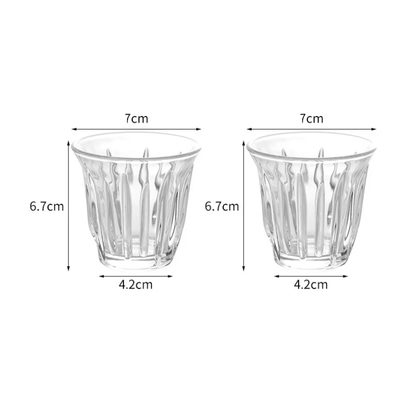 

2Pcs Glass Coffee Cup Espresso Mug Creative Striped Anti-scald Mocha Juice Cocktails Coffee Mugs for Latte Cappuccino Tea Cafe