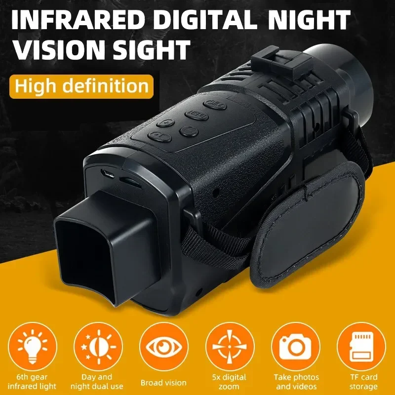 

5X Digital Zoom Monoculars 5MP 1080P Infrared Night Vision Device 300M Viewing Outdoor Hunting Journey Boating Camping Telescope