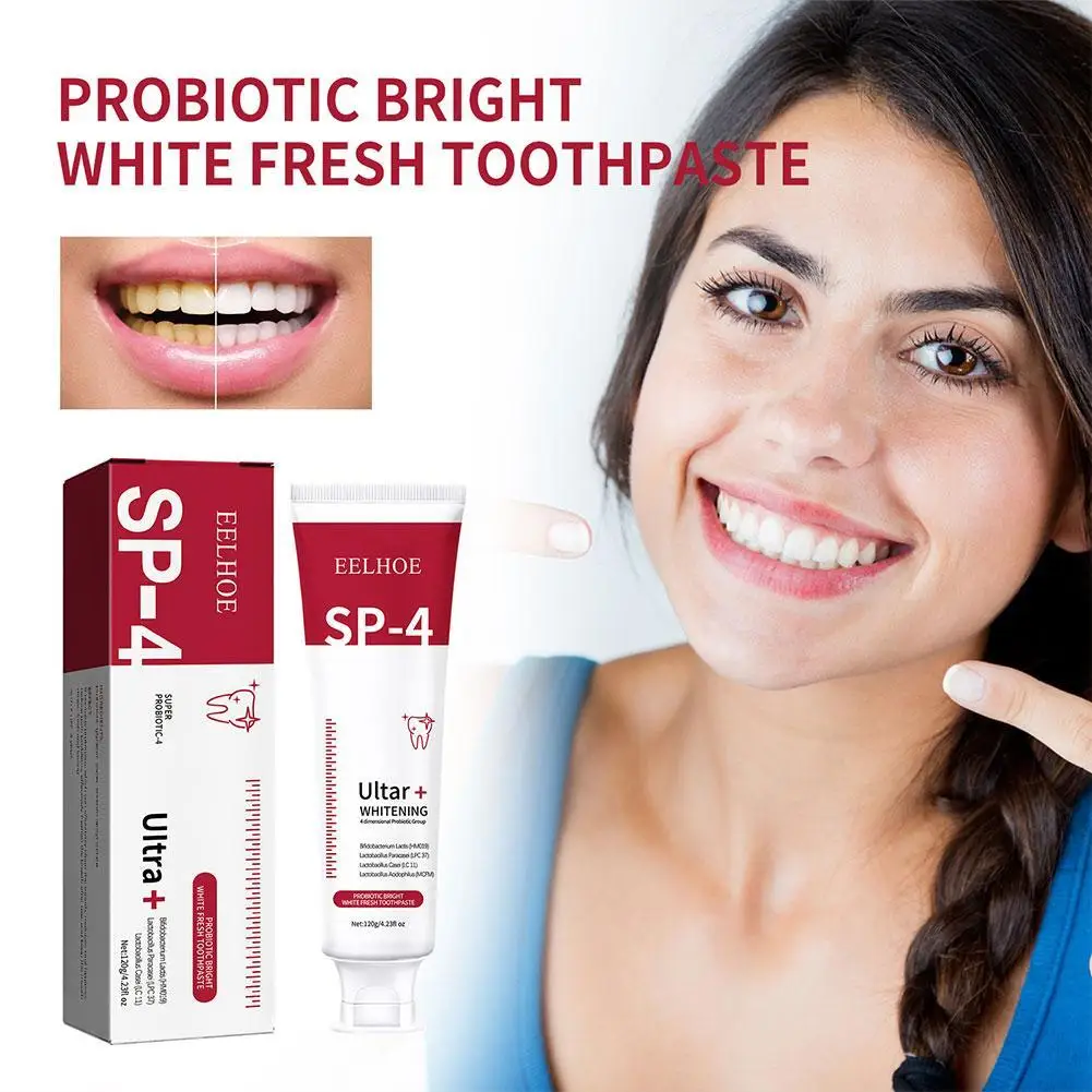 120G Sp-4 Probiotico Sbiancante Squalo Dentifricio Dentifricio Sbiancante Dentifricio Igiene Orale Dentifricio Alito Fresco Previene La Placca