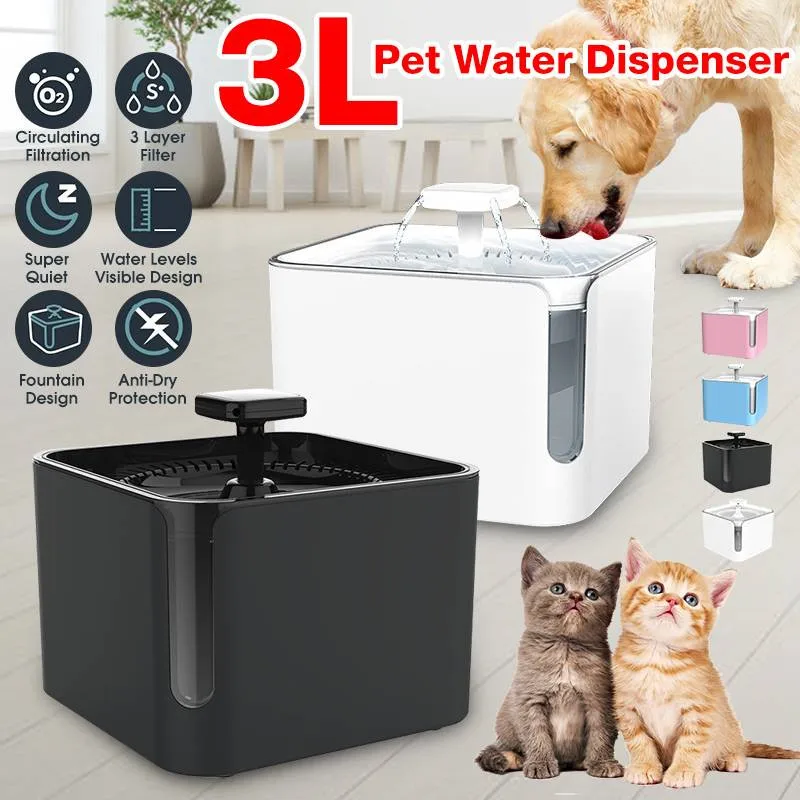 

3L Automatic Pet Cat Dog Feeder USB Electric Mute Drinking Fountain Bowl Circulating Filtration Water Dispenser Smart Feeder