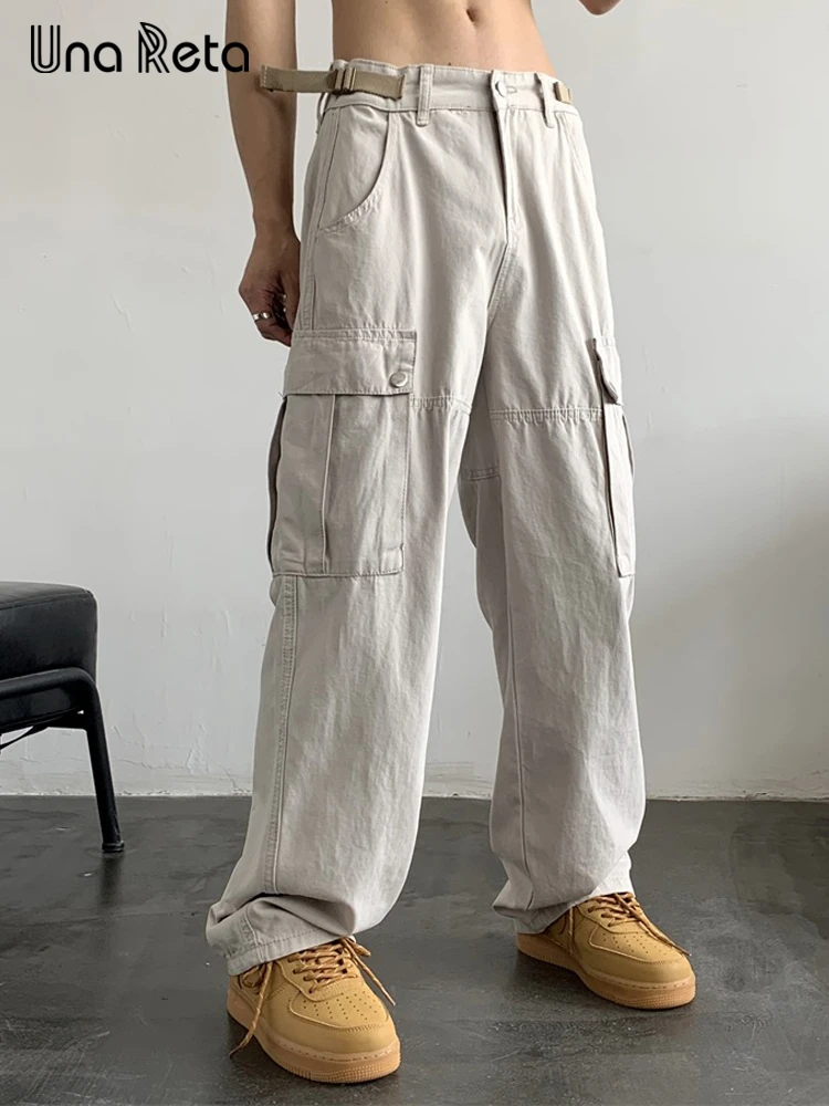 

Una Reta High street Man Pants New Joggers Hip Hop Trousers Casual Retro Harajuku Multiple pockets Cargo Pants Men Streetwear