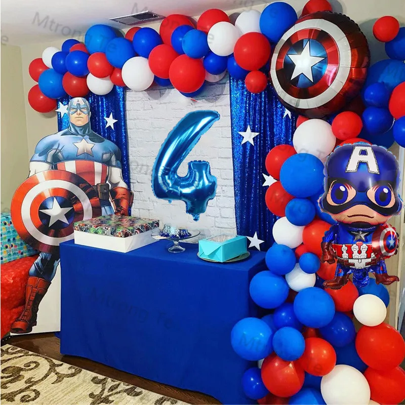1Set Spiderman Iron Man Hulk Captain America Latex Arch Garland Boy Birthday Party Decor Baby Shower Inflatable Globos Kids Toys