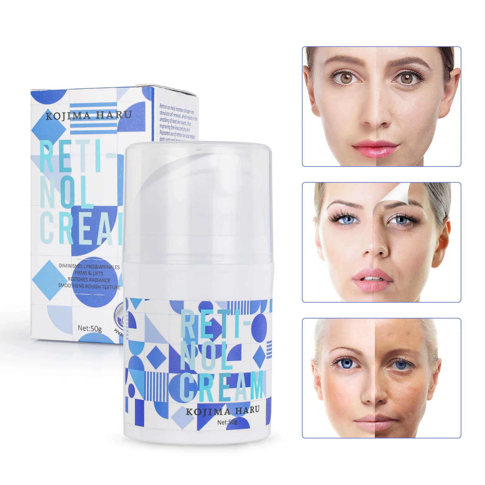 

1pc 50g Retinol Cream For Face - Facial Moisturizer With Cream And Hyaluronic Acid,Day And Night Face Lotion For Women And Men