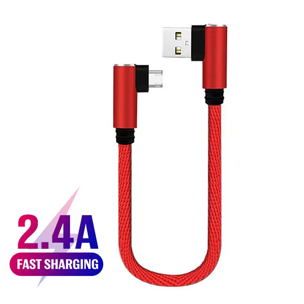 

25 см короткий кабель для быстрой зарядки с двойным углом 90 градусов USB C Micro USB кабель для передачи данных для всех смартфонов типа C для iphone