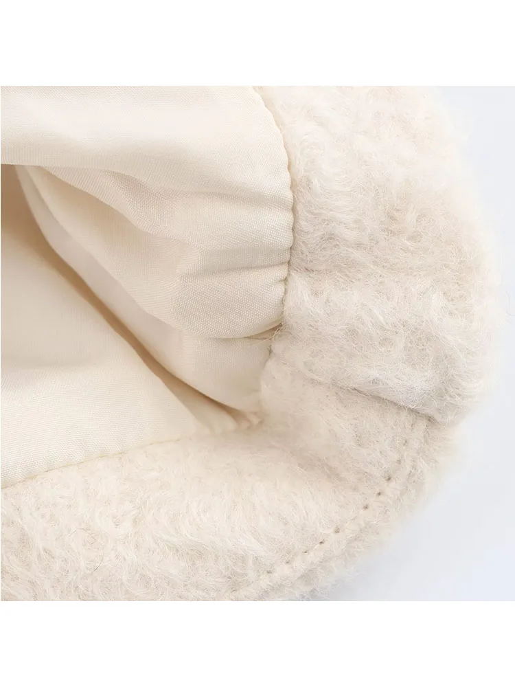 Женское двубортное шерстяное пальто с длинными рукавами и лацканами