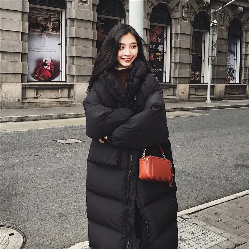 Women Thick Winter Jacket Outwear Oversized Oversize Long Slim Parka Manteau Femme Hiver Big Pocket Black Solid Warm Coat Parkas