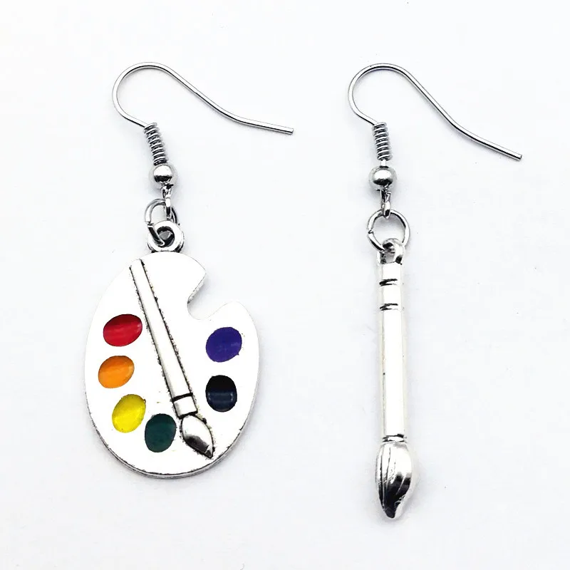 

New Fashion Artist Brush Palette Earrings, Asymmetric Earrings, Artist Lovers Gifts, Fashion Creative Jewelry