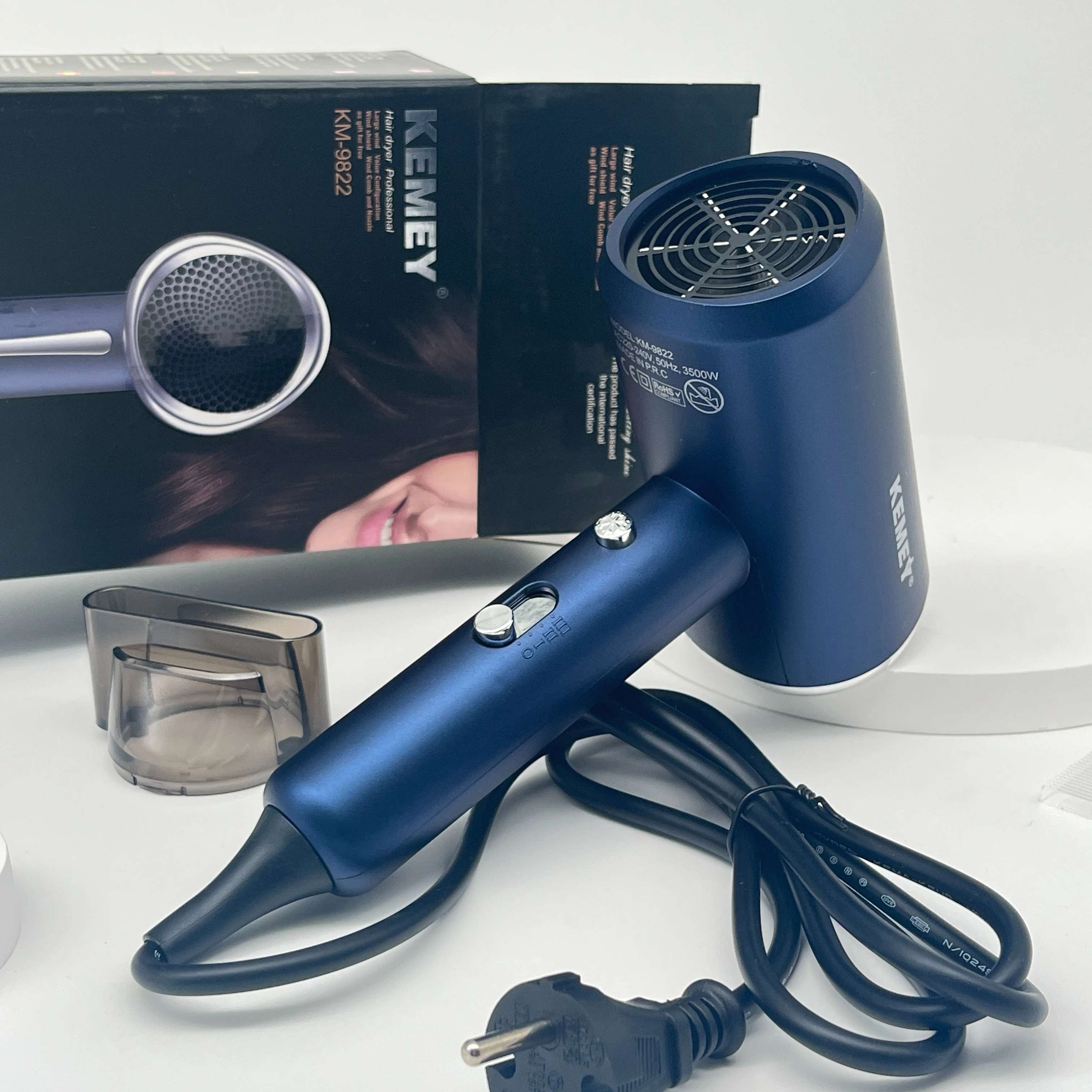 KEMEI KM-9822 1800 Вт Высокомощный многофункциональный профессиональный салонный фен с