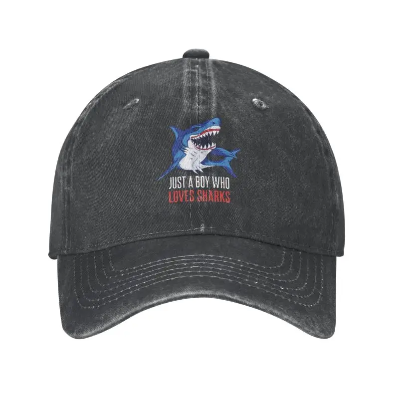 

Fashion Cotton Just A Boy Who Loves Sharks Baseball Cap Men Women Personalized Adjustable Adult Dad Hat Spring