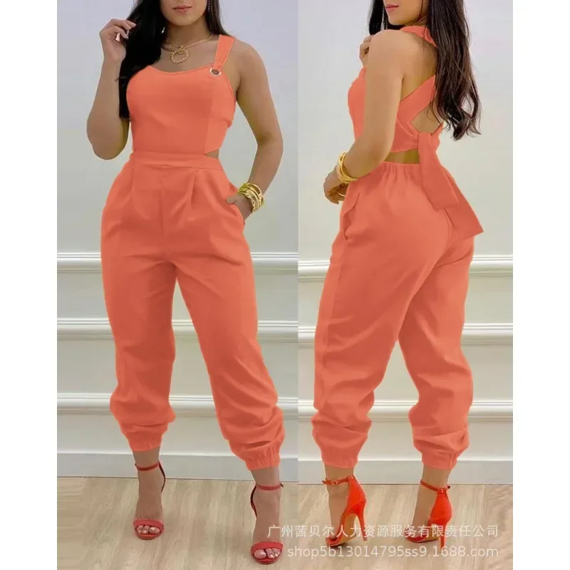 Цветочный этнический комбинезон с открытой спиной и манжетами