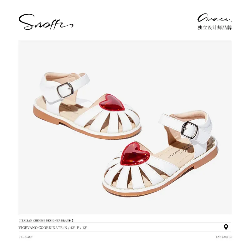 Летние детские сандалии для маленьких девочек повседневная обувь с сердечками